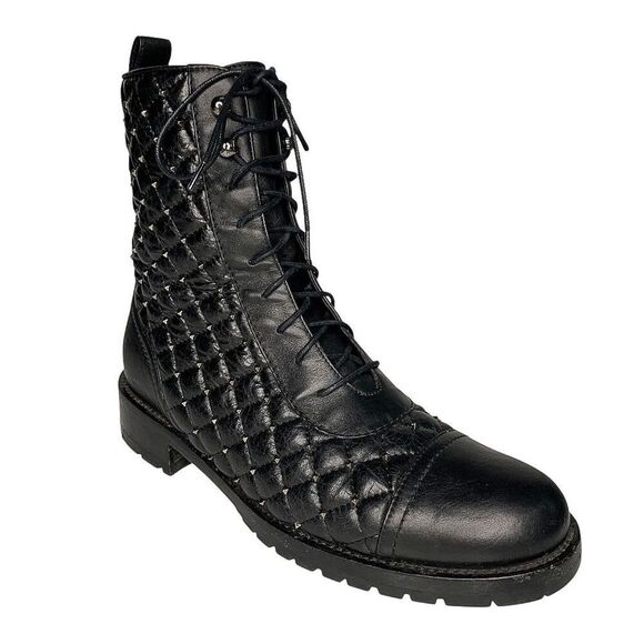 Valentino Garavani Shoes - Valentino Garavani Rockstud Spike Quilted Black Leather Ankle Boots EU 37 Moto